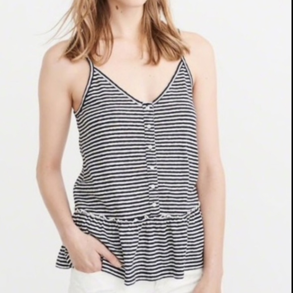 Abercrombie & Fitch striped ruffle tank top